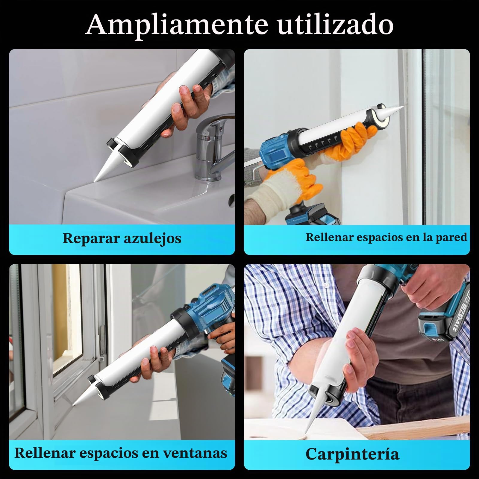Pistola de Cartucho a Batería Compatible con Makita 18V Batería Sin batería | Pistola de Calafateo Eléctrica con 4 Velocidades Ajustables, Luz LED, Pistola de Silicona Sin Goteo para Llenado, Sellado