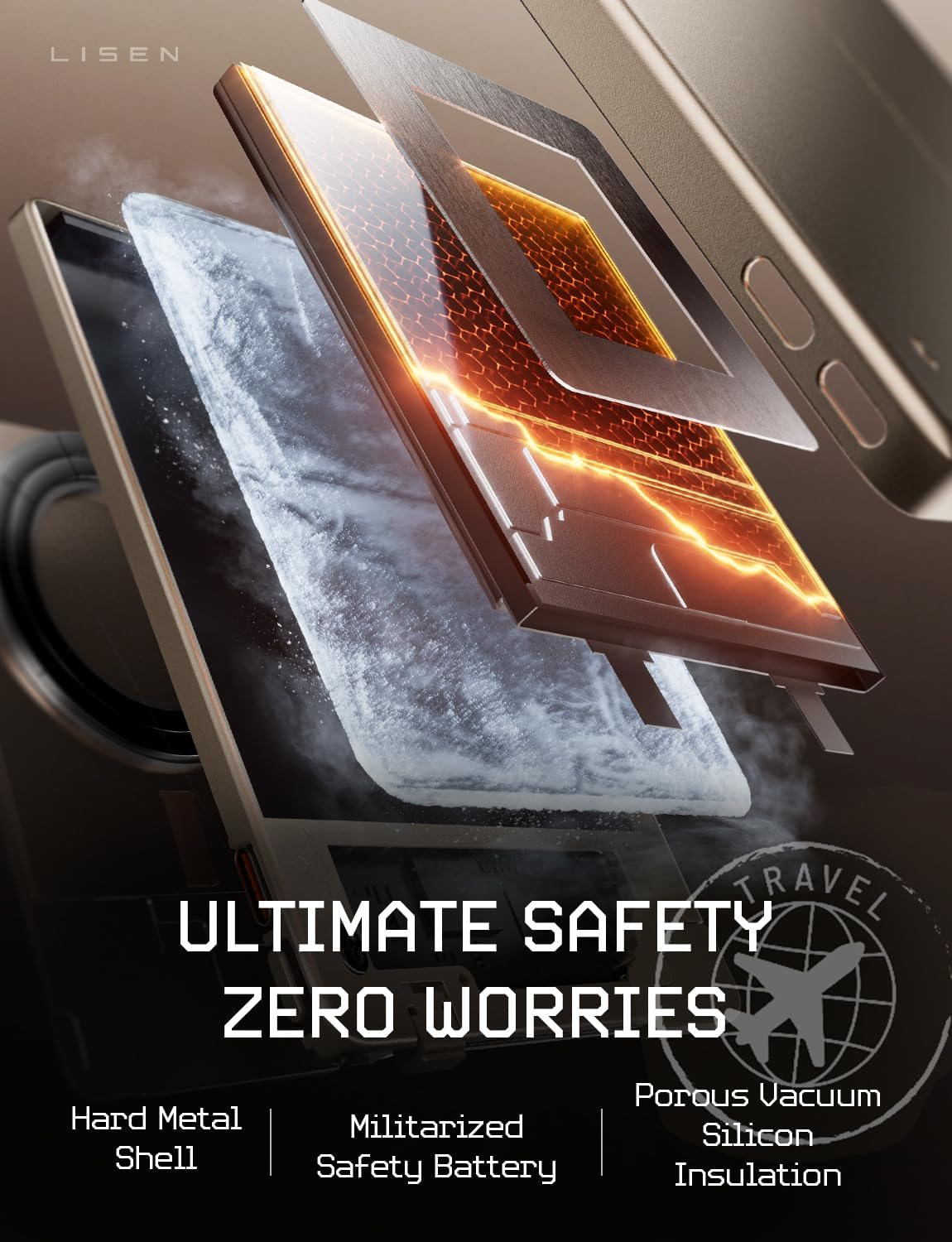 LISEN 0.2‘’ Charge Card Phone Charger，5000mAh Ultra Slim Power Bank Fast Charging，Credit Card Charger for iPhone 17/16/15 & Samsung（No-Wireless）