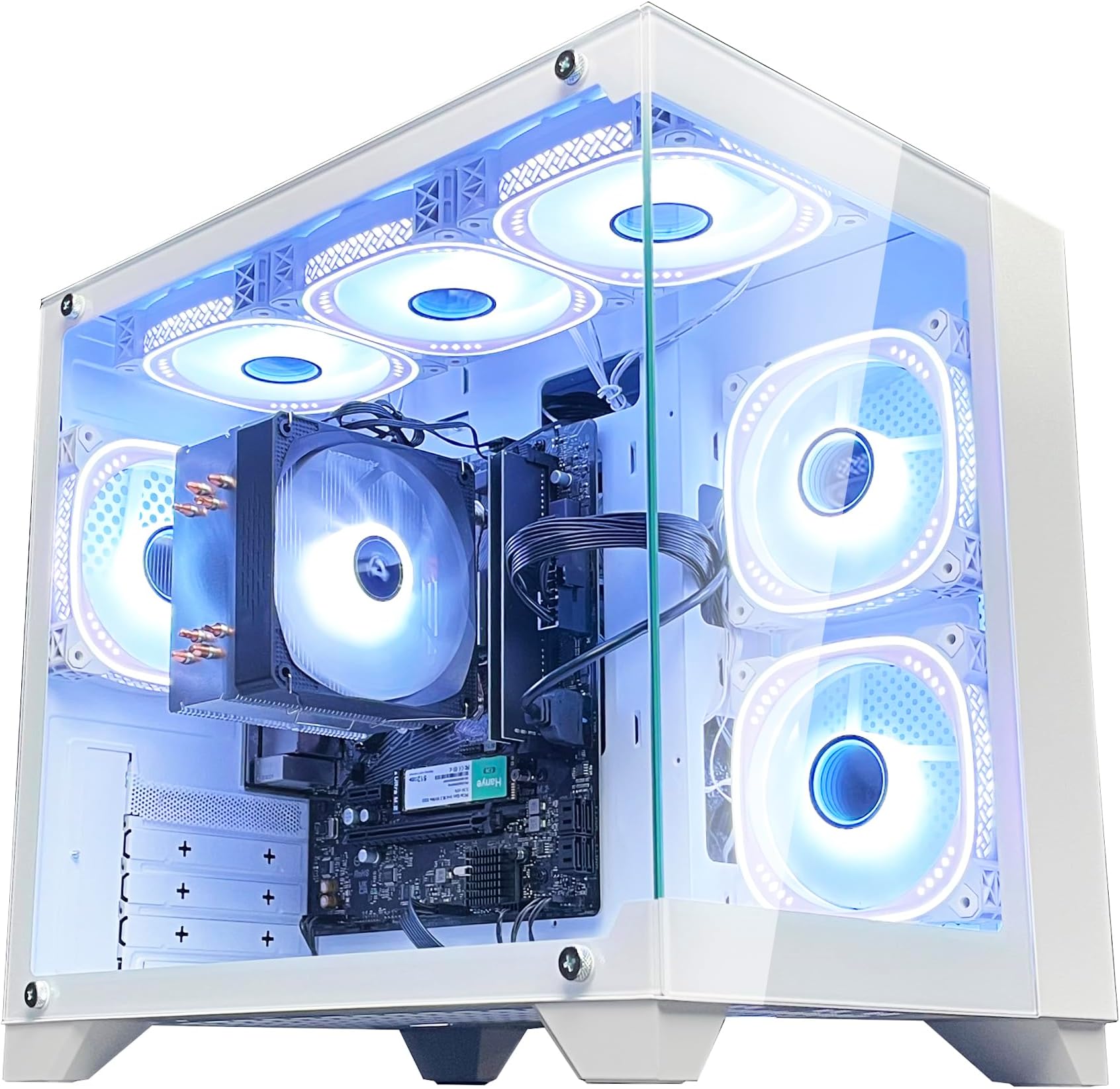NEWLEAGUE ゲーミングデスクトップパソコン 特選モデル Ryzen 5 5600G / 16GB / NVMe SSD 1TB / 550W電源ユニット / Windows 11 Pro/WPS Office ミニタワーモデル (G6 ホワイト, SSD1TB)