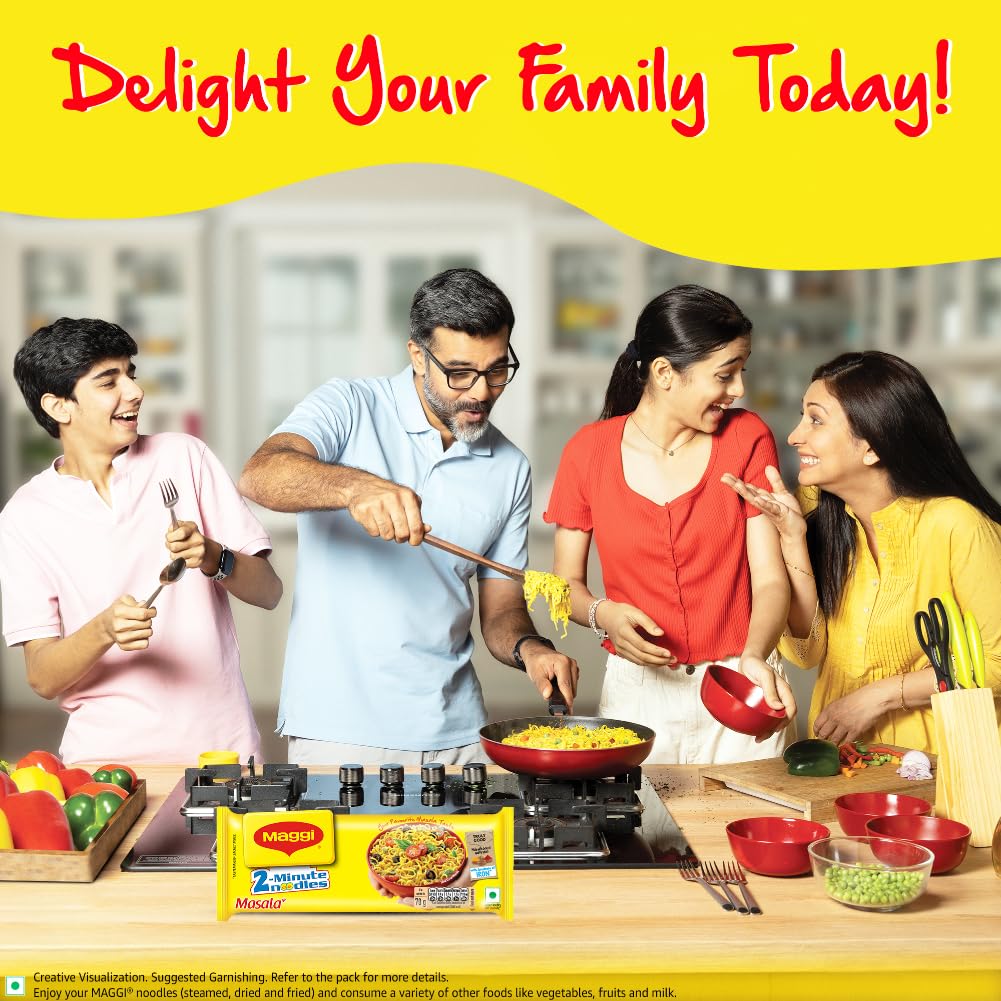 MAGGI 2-Minute Instant Noodles, Masala Noodles With Goodness Of Iron, Made With Choicest Quality Spices, Favourite Masala Taste, 1.26kg Pouch (Pack of 18, 70 g each) - Image 8 thumbnail