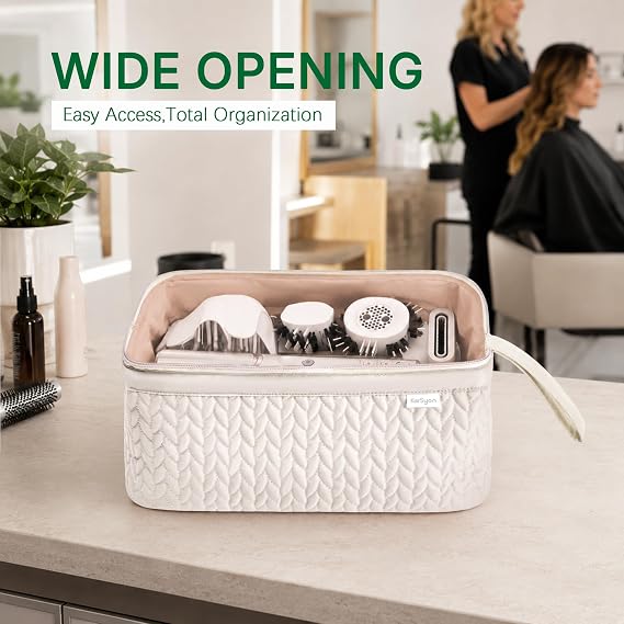KarSyon Shark Flex Style Case for Dyson Airwrap Hair Dryer Brush Revlon Hair Tools Travel Bag Carrying Case Flat Curling Iron Organizer (Beige)