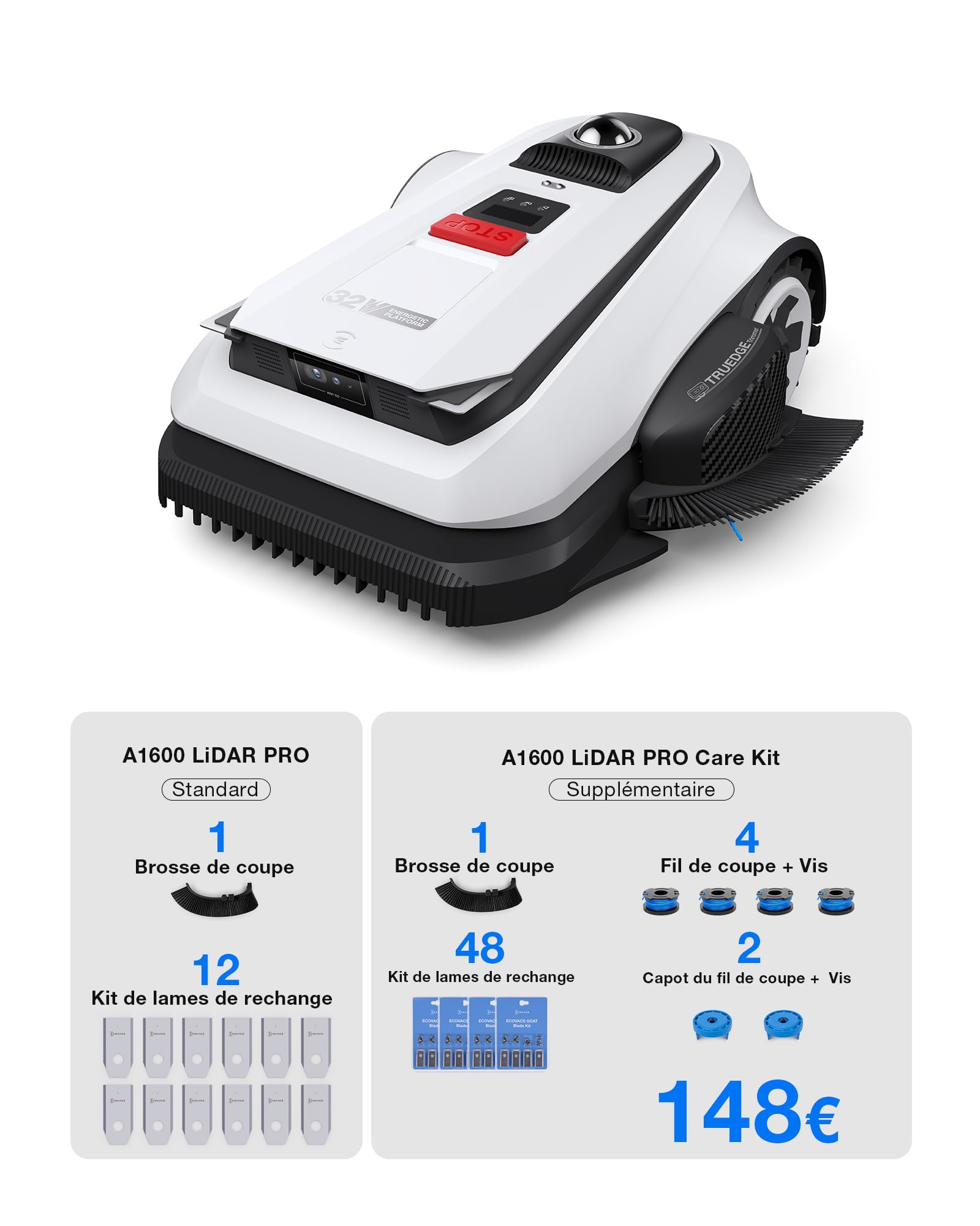 Ecovacs Goat A1600 LiDAR Pro Care Kit Robot Tondeuse sans Fil — vue 2