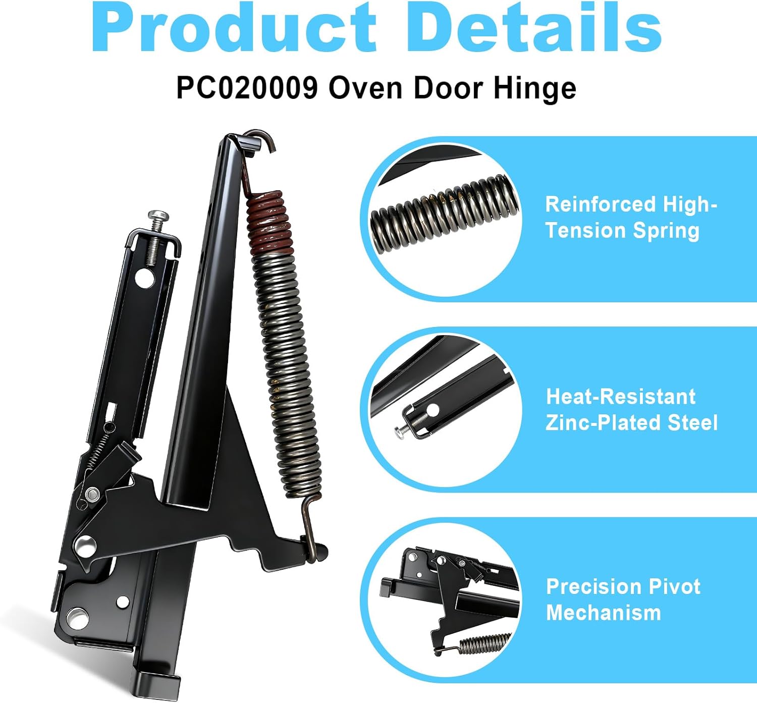 2 Pack PC020009 Range Oven Door Hinges Part, Compatible with Viking Range Series VGSS360 VGSC487 VGIC365 VESC305 VDSC487, Replaces AP5315870 811473 Heavy-Duty Hinge Kit