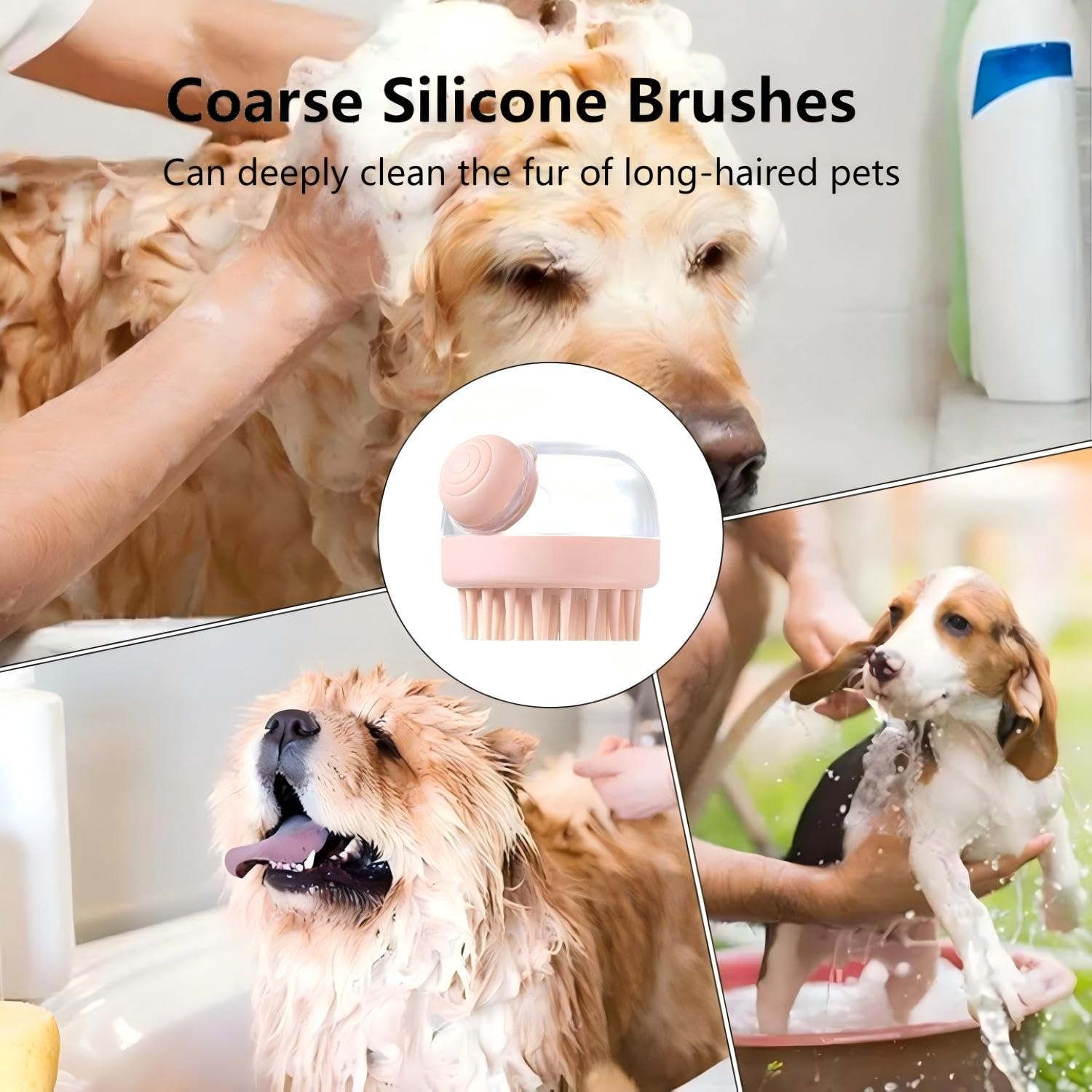 Itingy 2-Pack Pet Shower Brushes, Dog Shampoo Brushes with Soap Dispenser, Effortless Cat Bathing Brush - Image 3