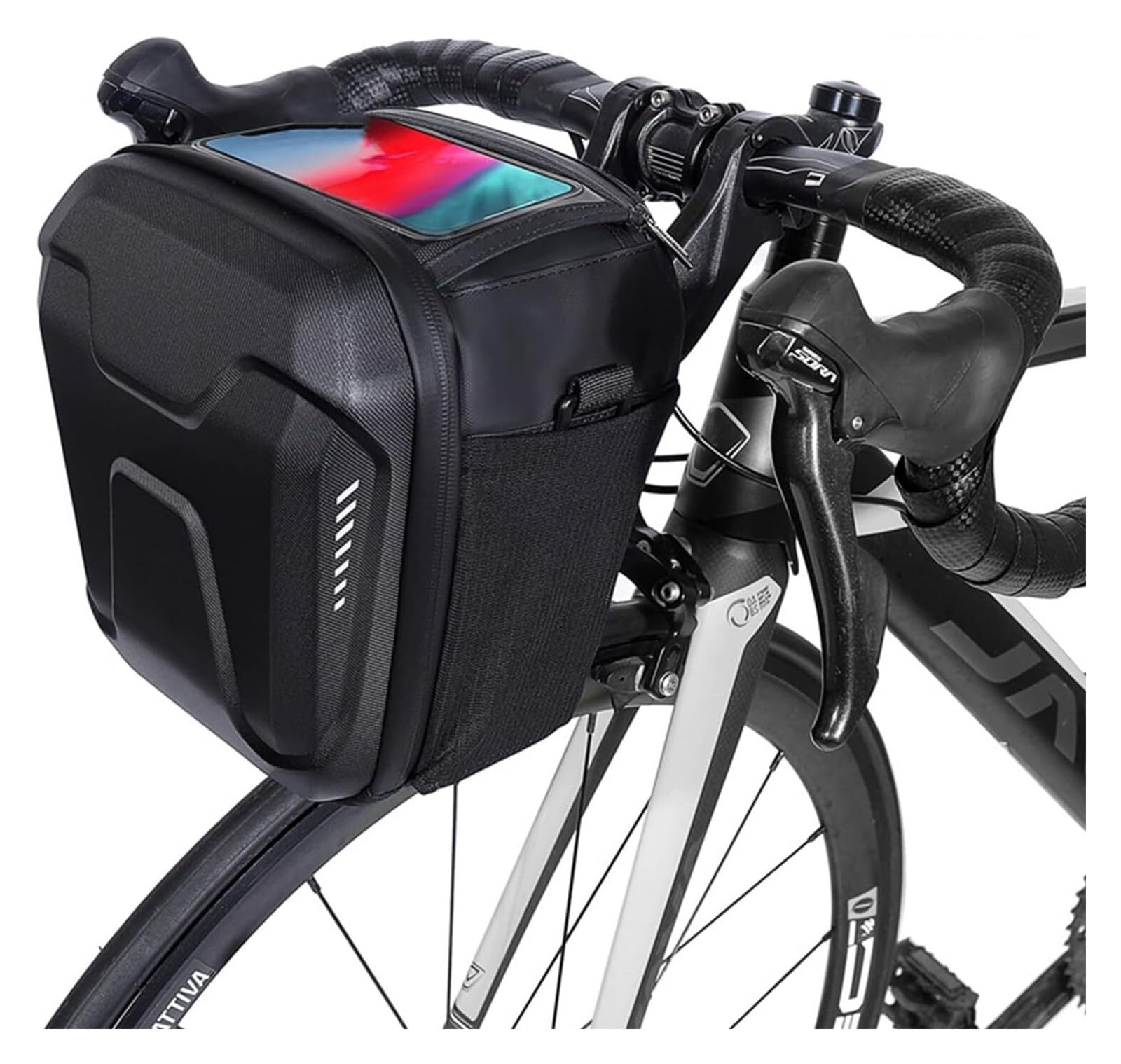 Bolsa para Manillar de Bicicleta, Alforja Dura de la Pantalla táctil de TPU del Bolso de la Cremallera del Manillar de la Bici de Shell de EVA 3L