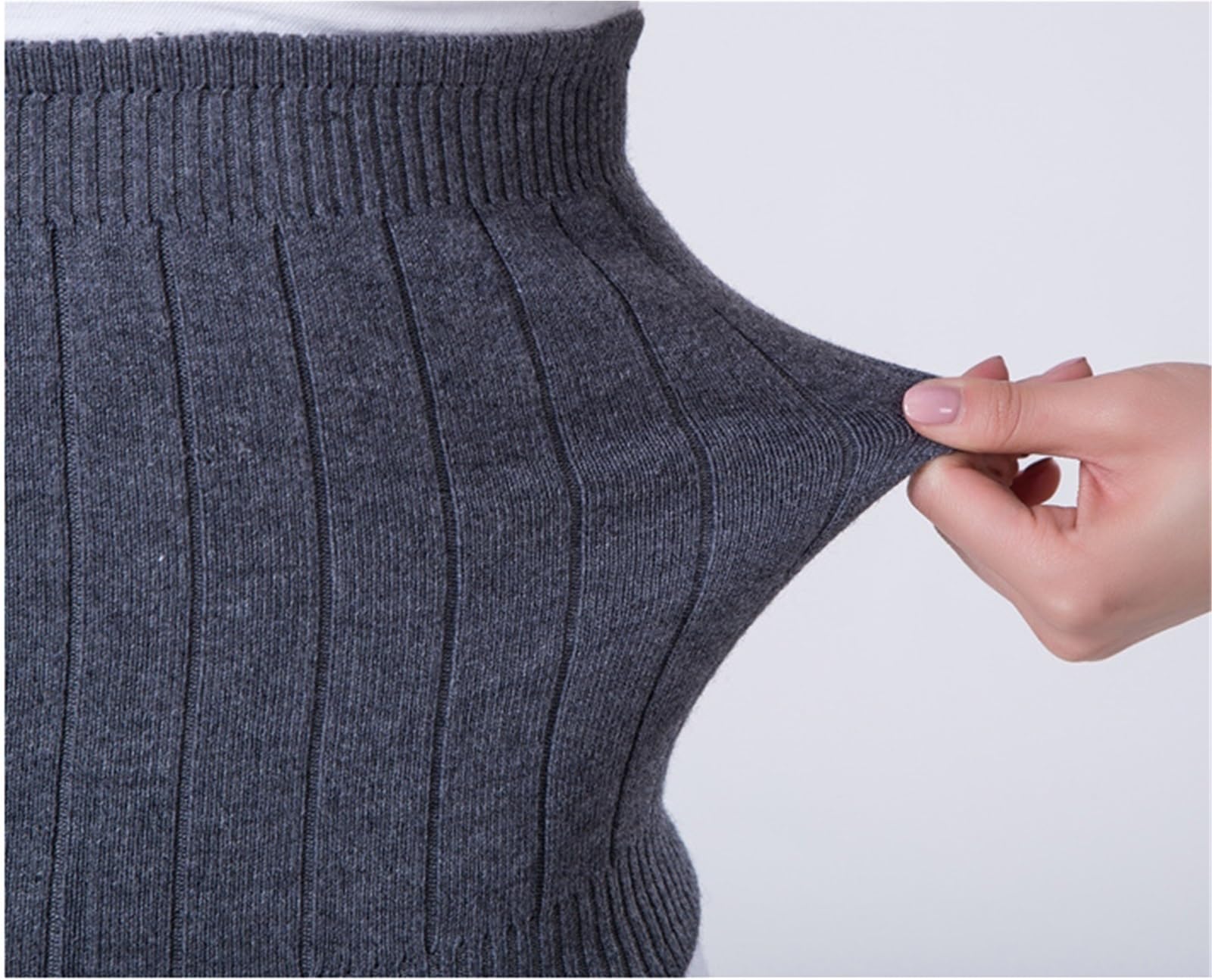 Fascia Lombare Cintura in Finto Cashmere Calda E Morbida con Supporto Elastico in Vita Supporto Schiena(Black,XL)