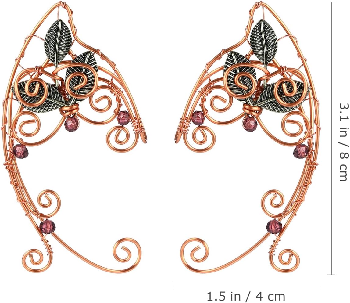 Beaupretty Elf Ear Cuffs Metal Alloy No Pierced Ear Clip Leaf Jewelry Decoration Clip- on Earrings Halloween Cosplay Costume