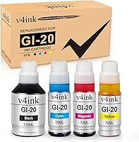 Vista 1 de v4ink Botella de tinta de repuesto compatible GI20 para botella de tinta de repuesto Canon GI-20 para usar con impresora de inyección de tinta PIXMA