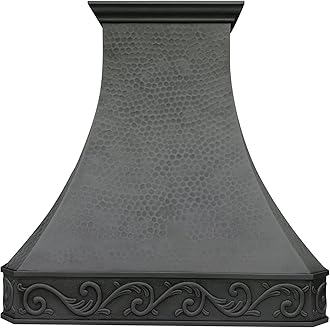 Hammered Copper Kitchen Oven Hood with Efficient Range Hood Insert, H3LLOI3039, 30"W x 39"H, Island Mount, Light Hammered-Oil Rubbed Bronze