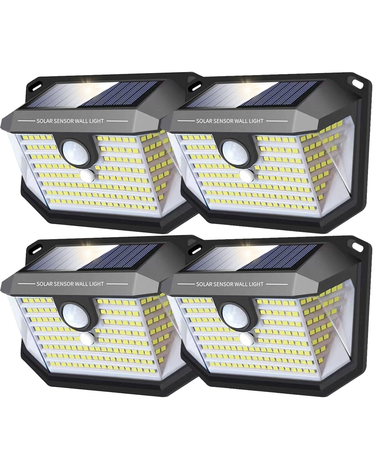 KALAHOLSolar Lights Outdoor 178 LEDs, Upgraded 3 Modes Solar Security Light Outdoor Motion Sensor, IP65 Waterproof Outside Solar Powered Lighting for Wall Garden Fence (4 Pack)
