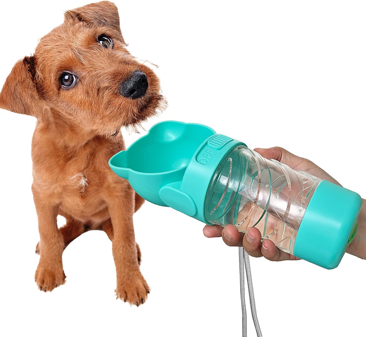 NAMSAN Bottiglia d'acqua per cani di piccola taglia 350 ml con tazza per cibo per cani da 200 ml Dispenser d'acqua per cani a prova di perdite-verde - Immagine 1