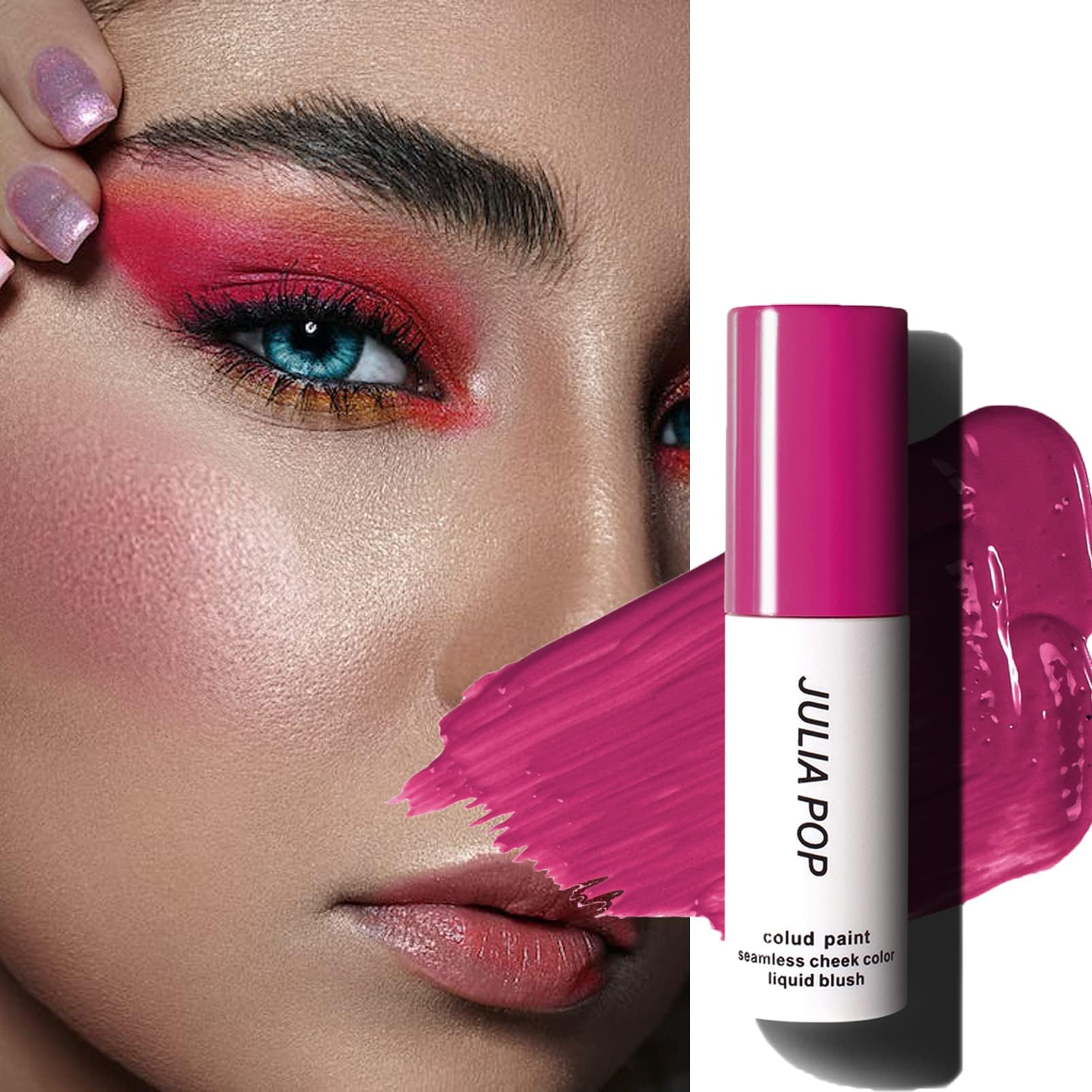 Soft Cream Blush,Matte Liquid Blush Makeup,Velvet Liquid Blush for Cheeks,Smooth Lightweight Long-Lasting Mousse Face Blush,Waterproof Dewy Finish,Skin Tint Blush Makeup,Breathable Blush Stick(Berry)