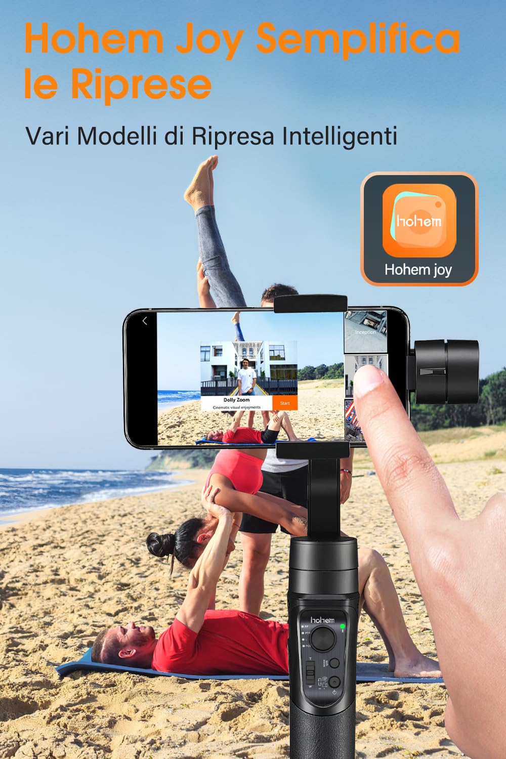Stabilizzatore Gimbal – 3 Assi Stabilizzatore Smartphone Spruzzi d'acqua Prova con 6 Modalità Treppiedi e 3600mAh Batteria, Gimbal Smartphone iOS&Android Caricamento 280g