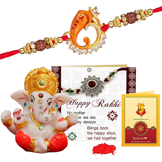 TIED RIBBONS Ganeshji Raksha Bandhan Rakhi礼盒装兄弟手链