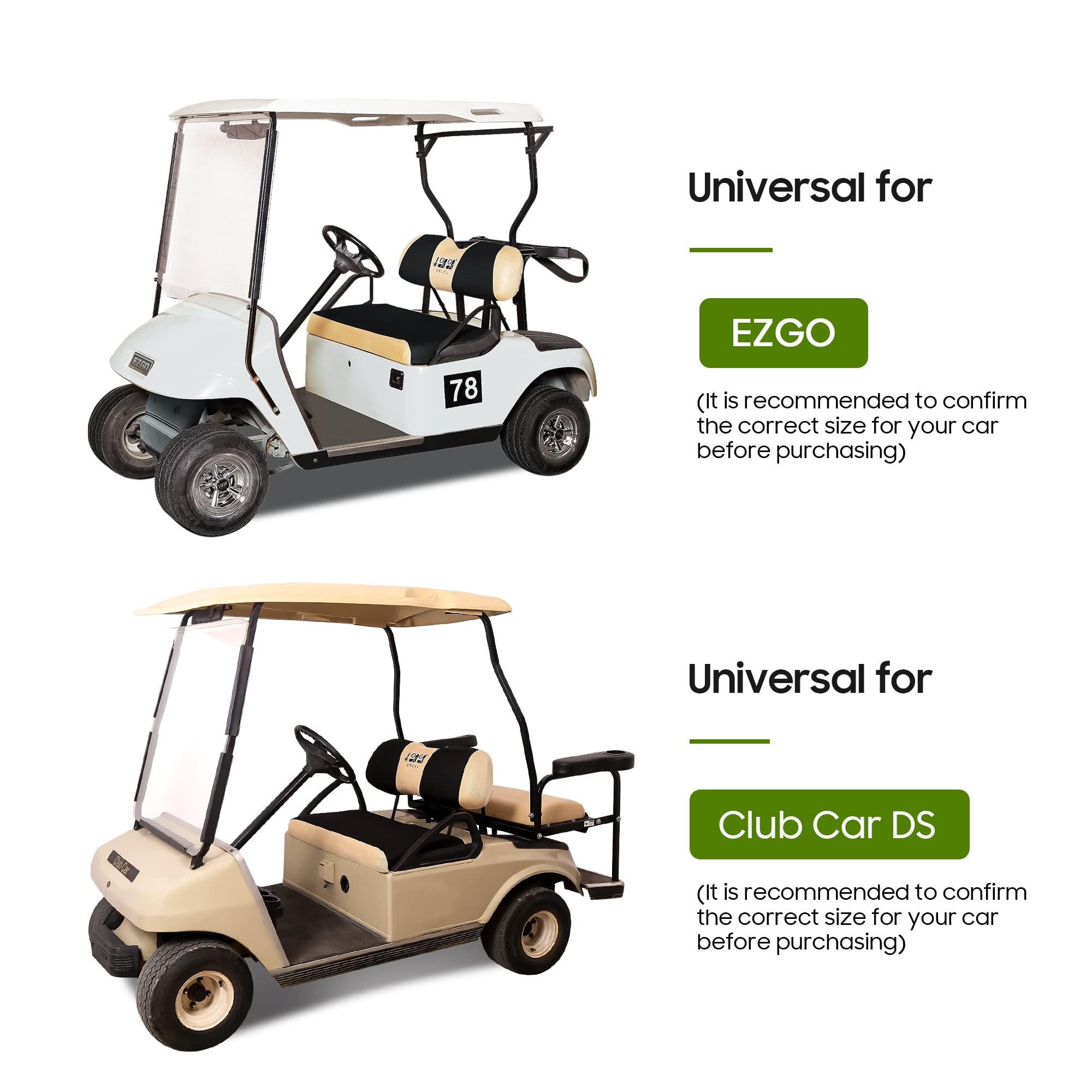 10L0L Ensemble Complet de Housses de siège de voiturette de Golf pour sièges Avant, Protection de bancs en Polyester, Accessoires universels pour EZGO TXT RXV et Club Car DS