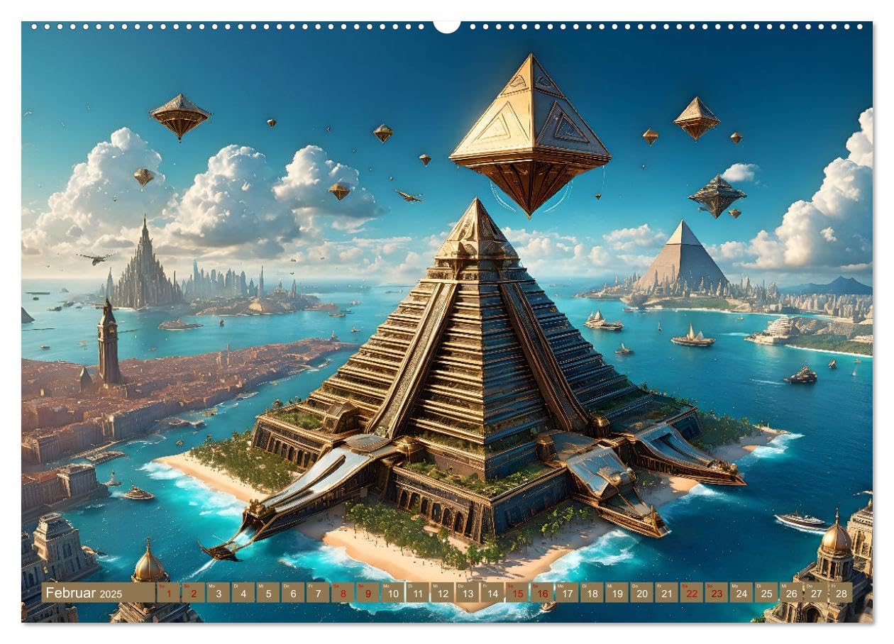 Steampunk Pyramidenwelt (Wandkalender 2025 DIN A2 quer), CALVENDO Monatskalender: Beeindruckende Bilder futuristischer Lebensräume und fantastischer ... in einer fiktiven Welt (CALVENDO Technologie)