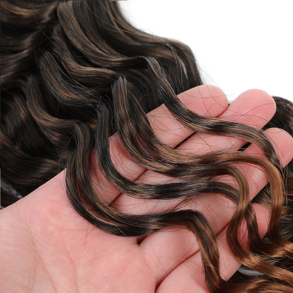 Ocean Wave Crochet Hair 3Packs Deep Wave Braiding Hair Curl Crochet Braiding Hair Extension Ocean Wave Braids Hair for women (1B/30/27# - Image 4