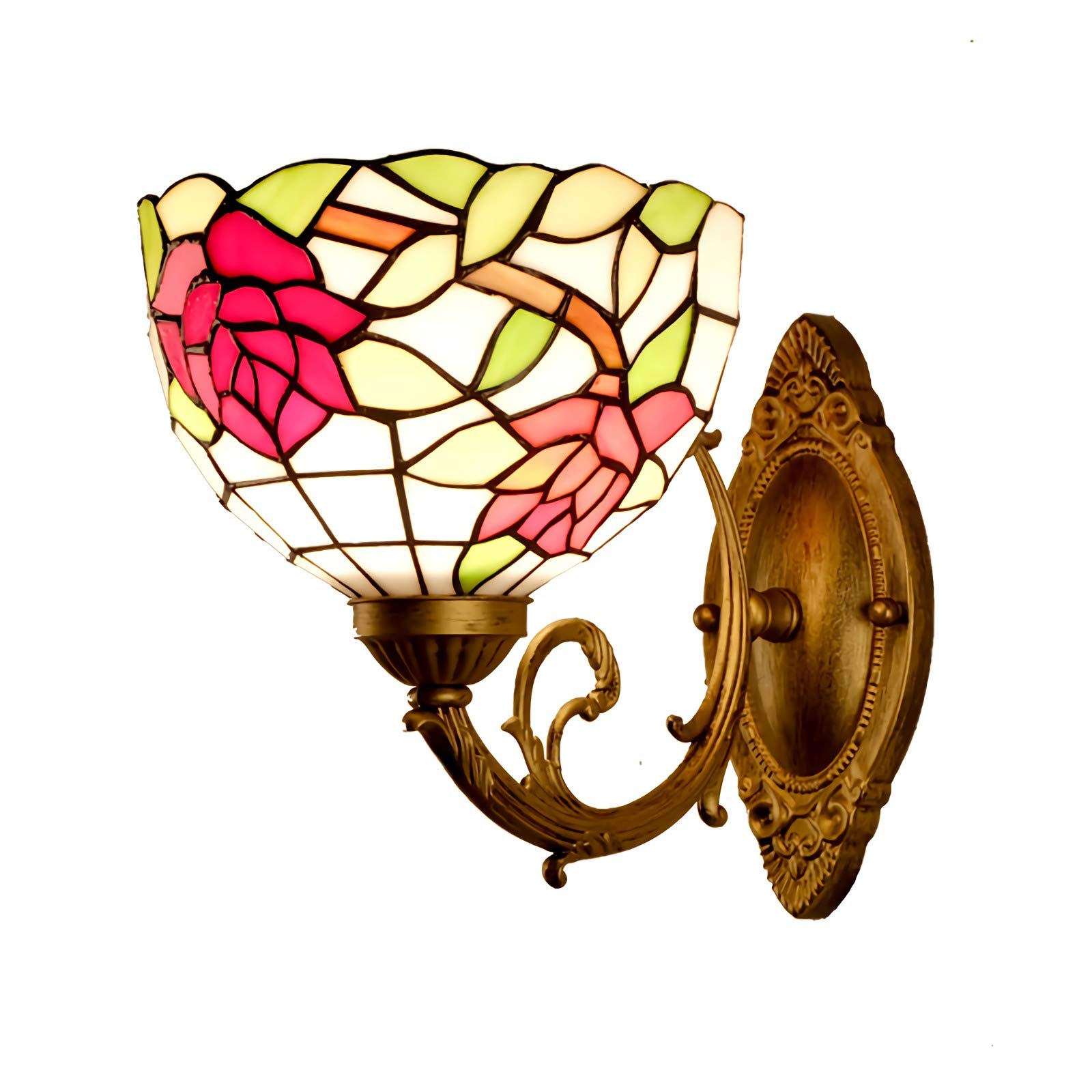 Tiffany Style Stained Glass Wall Lamps & Sconces, 1 Light, E26/E27 Base Vintage Wall Light Fixtures for Bedroom Living Room Bathroom Hallway Indoor Lighting, 110-240V(No Bulb),15