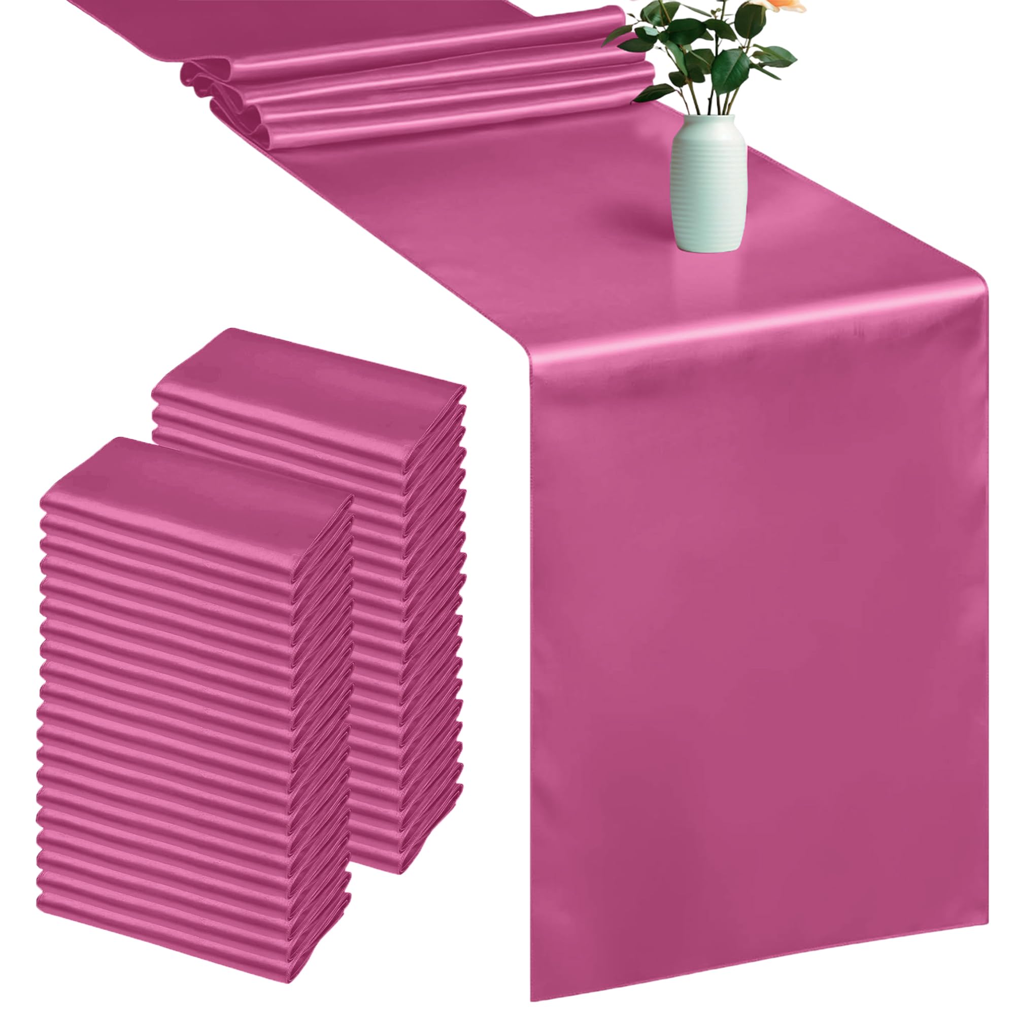Trimming Shop Fuchsia Pink Table Runner for Dining Table 11 x 108 Inch Satin Silk Table Runner Wrinkle Free Drapes Elegantly Satin Table Runner for Wedding, Dining & Party Decorations (Pack of 50) โ image 1