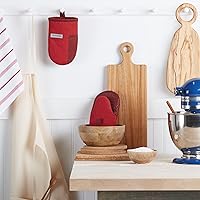 Vista 2 de KitchenAid Beacon - Juego de mini guantes de horno antideslizantes de dos tonos, rojo pasión/burdeos, 5.5 x 8 pulgadas, 2 piezas