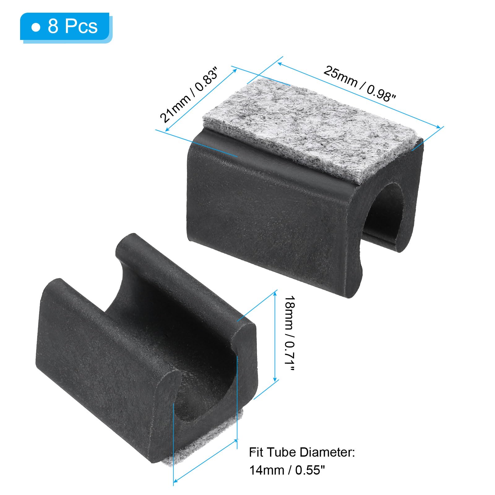 PATIKIL 14mm Rectangle Chair Leg Cover with Felt Pad - Image 2