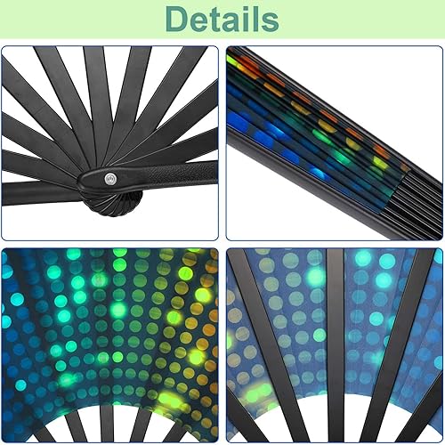 Miniatura 4 de Ventilador de mano plegable grande, ventilador de mano plegable para mujeres, abanicos de mano, ventilador de mano chino de Kung Fu Tai Chi para