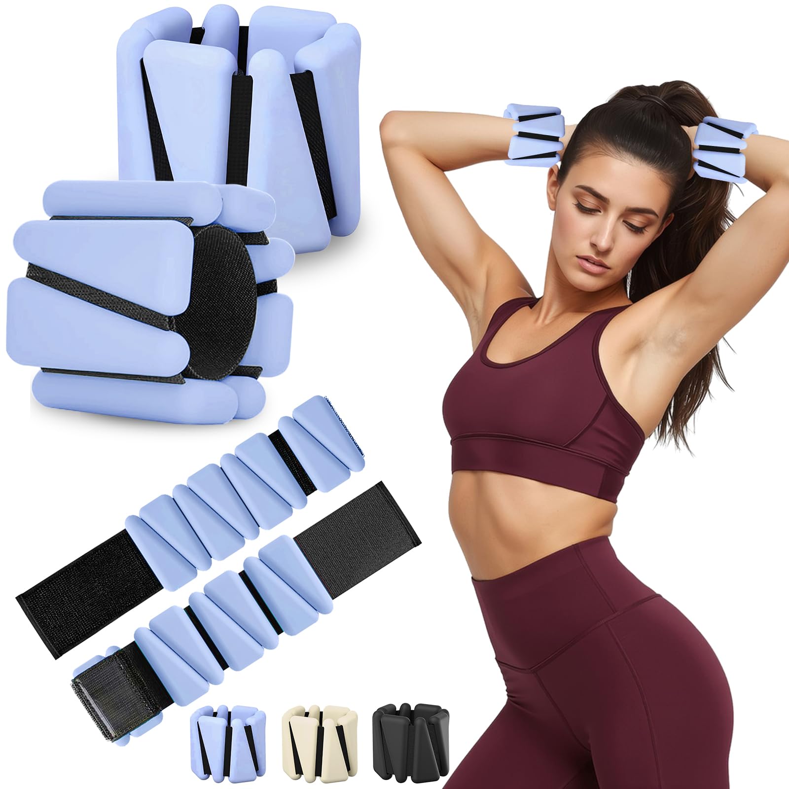 Ankle Weights for Women Men,Adjustable Wrist Weights Set of 2(1lb Each),Wearable leg weights/arm weightsοΌWrist & Ankle Weights Bracelet for Yoga,Pilates,Running, Fitness,Physical Therapy (Blue)