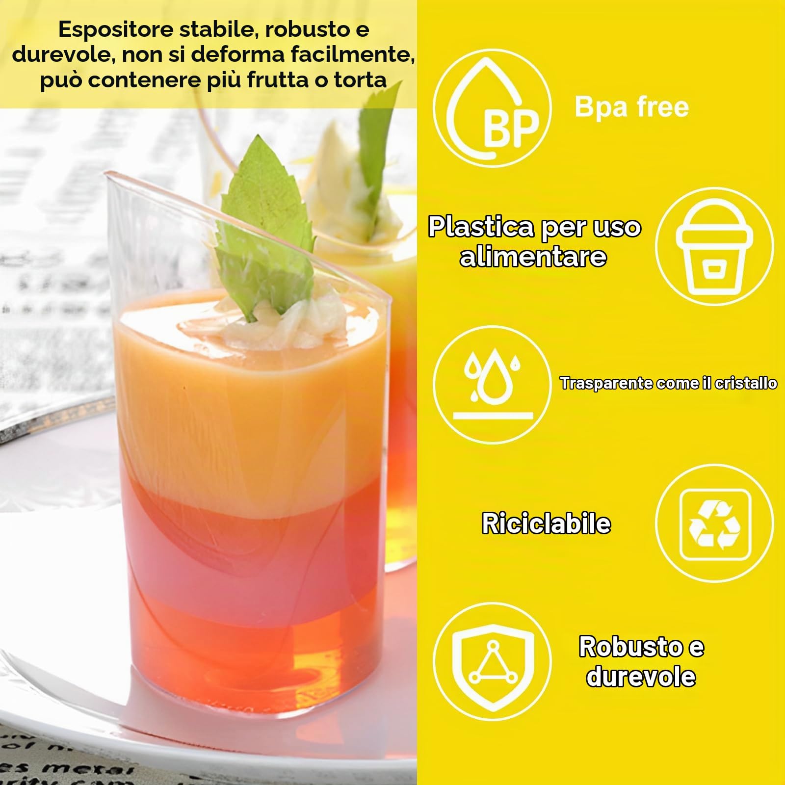 YOUNTHYE 100 bicchieri da dessert con cucchiai, 80 ml, riutilizzabili