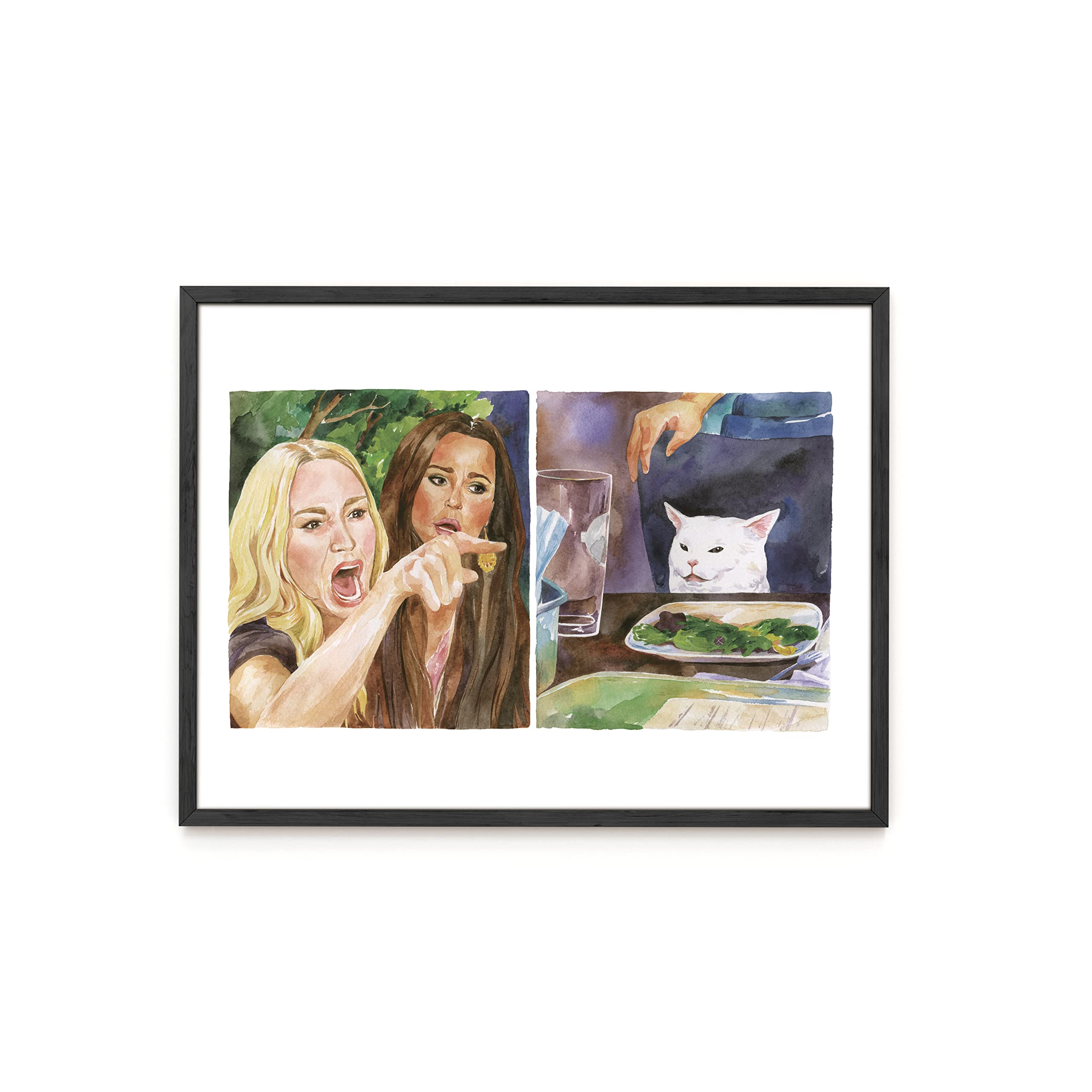 HAUS AND HUESFramed Meme Wall Art - Cat Meme Canvas Wall Art Funny Wall Decor, Cool Room Decor For Guys, Funny Meme Sign, Super Awesome Poster That Makes You Smile (Black Framed, 12x16)