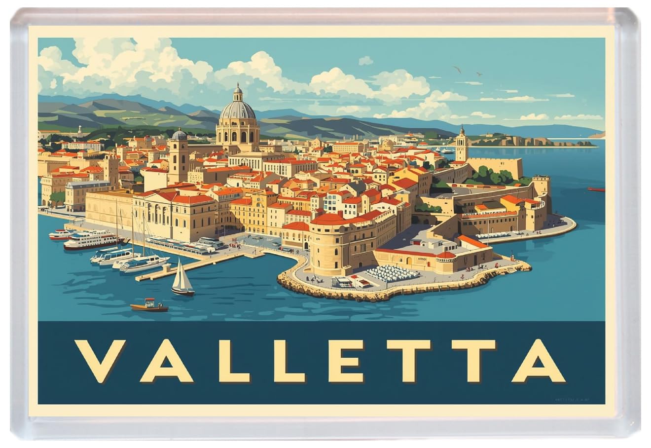 Baked Bean Store Multicolor Valletta - Malta - Jumbo Artistic Fridge Magnet 96 X 67Mm Bbsfhm3373