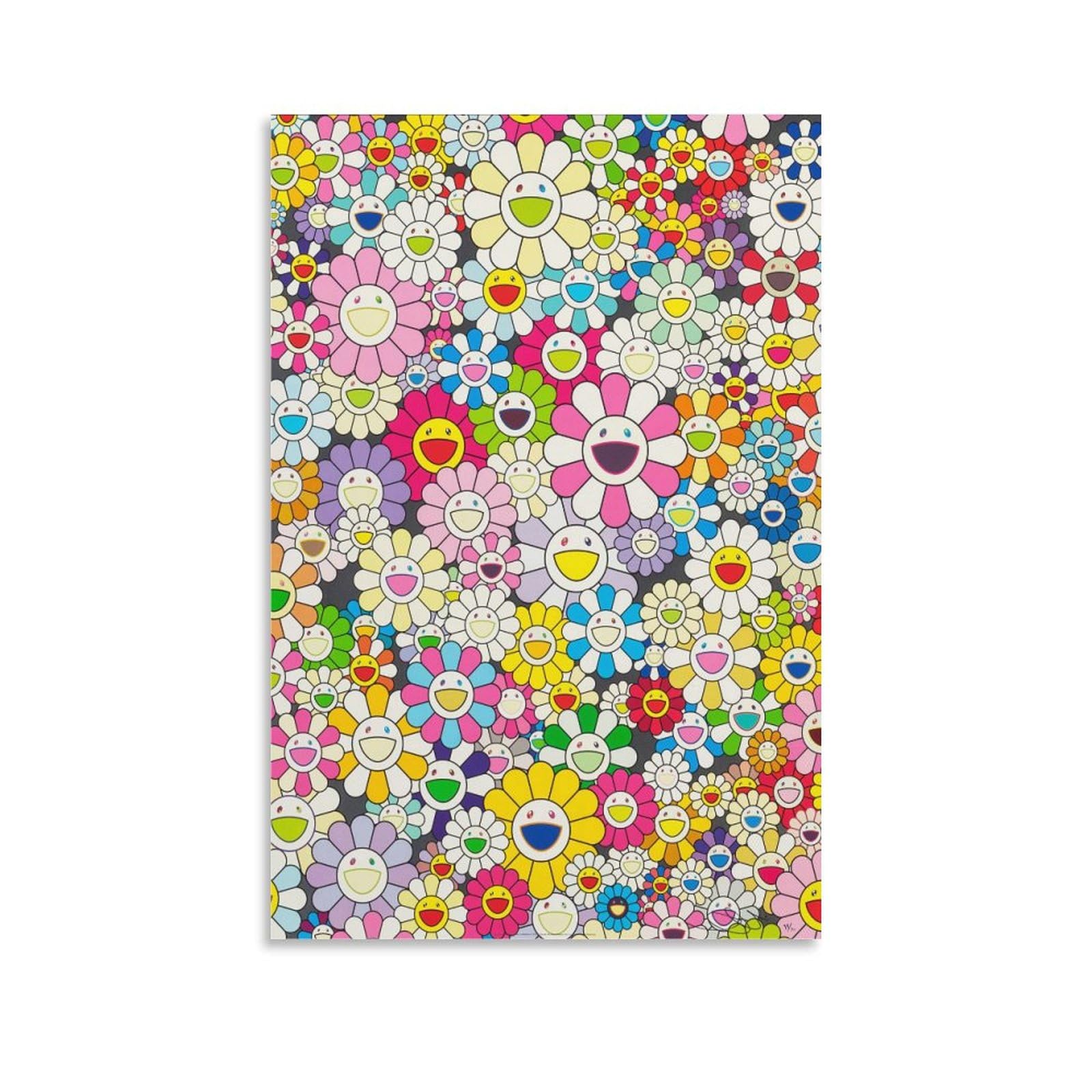 SXDMOUBK Takashi Murakami Painting Poster Flowers with Smiley 4 Canvas Print Wall Art Decorative Painting; Unframe; 20x30inch(50x75cm)