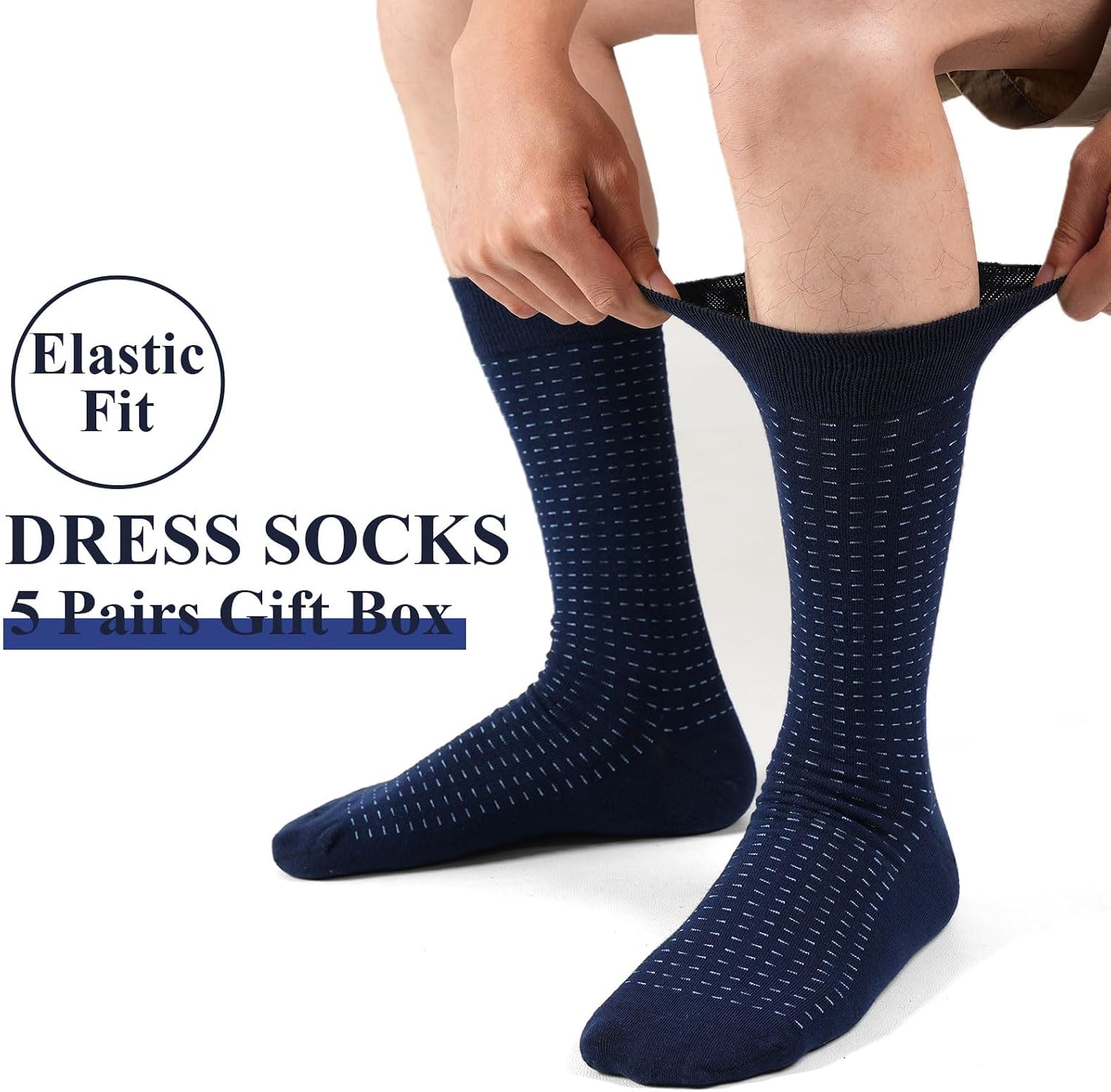 5 Pairs Mens Dress Socks Size 9-12,Combed Cotton Classic Business Patterns Comfort Crew Sock Size 10-13