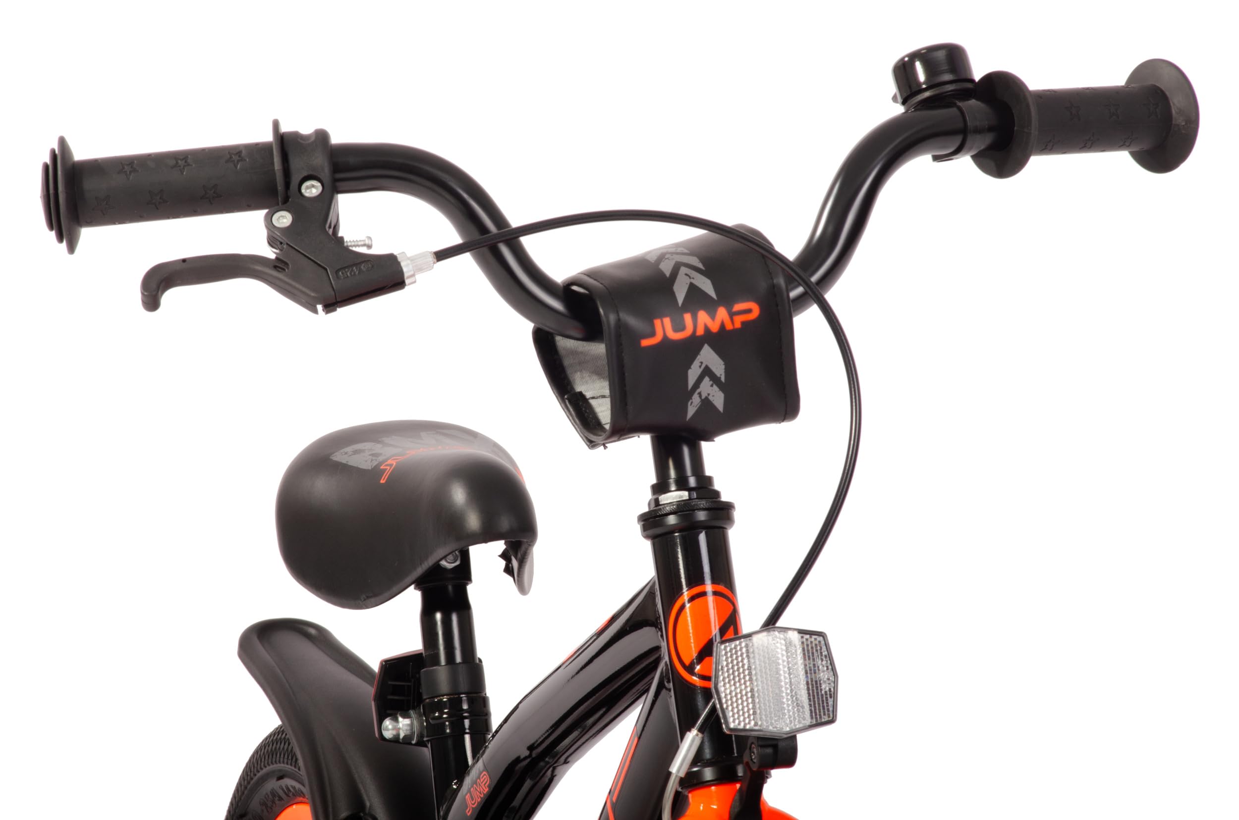 AMIGO BMX Jump – Bicicleta infantil para niños – 12 pulgadas – con freno de contrapedal y freno en V y ruedas estabilizadoras – a partir de 3 – 4 años – Negro/Naranja