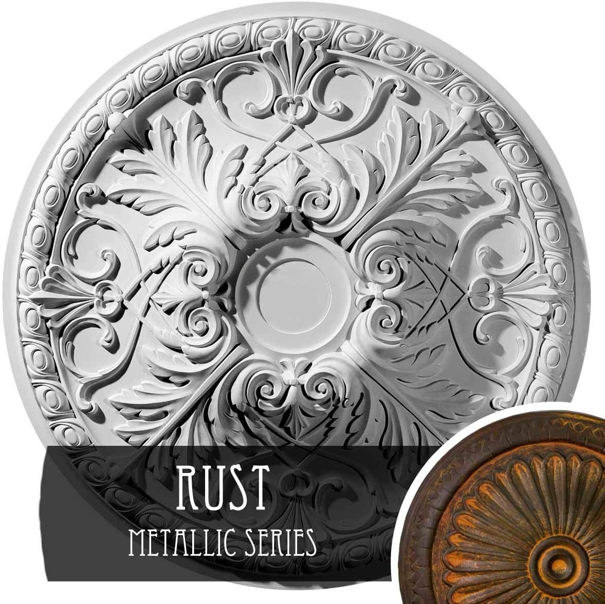 Buу 1 gеt 1 Ekena Millwork CM32TNRUS Tristan Ceiling Medallion, 32 3/8OD x 3 1/2P (Fits Canopies up to 6 1/4), Hand-Painted Rust