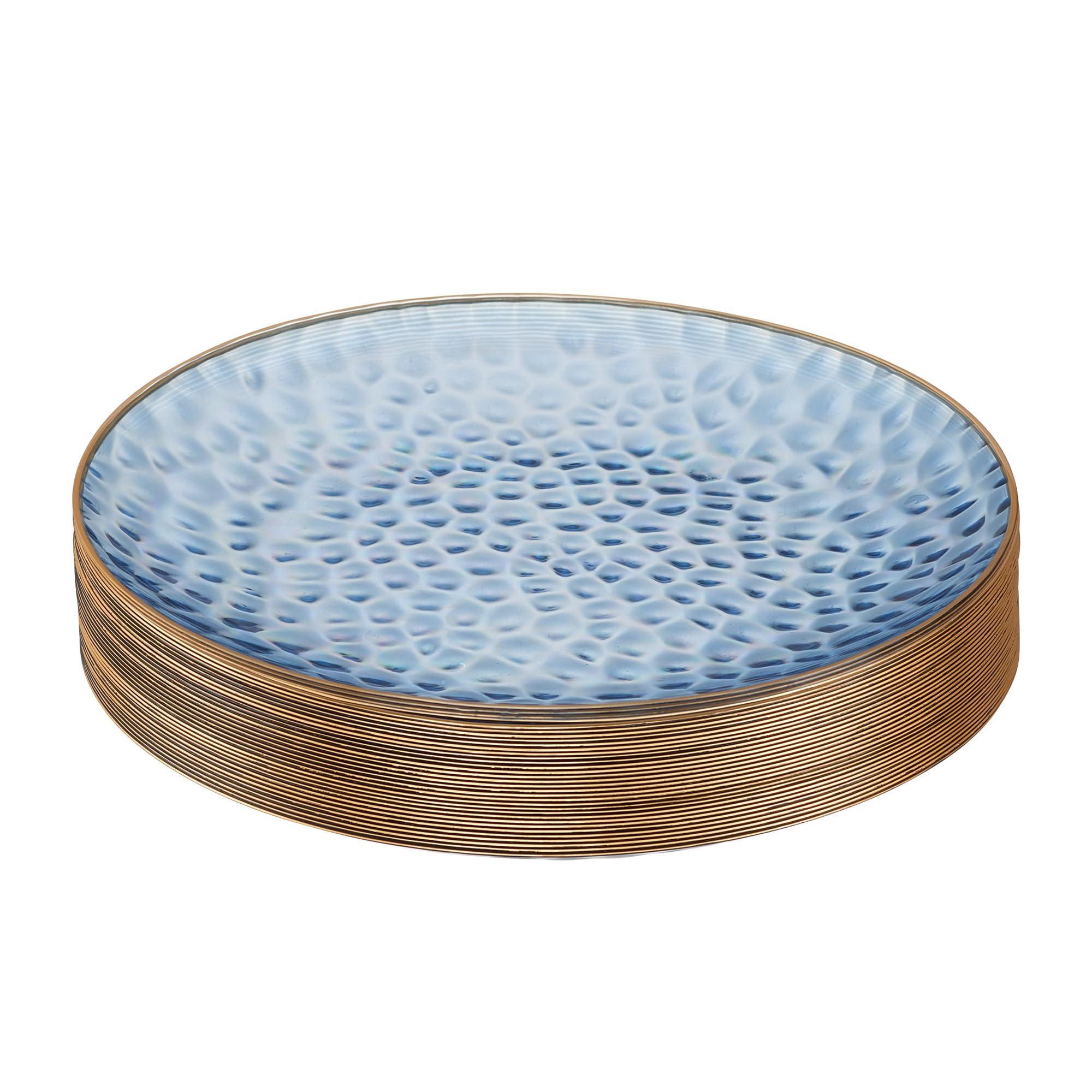 PLASTICPRO 30 Pack Hammered Plastic Plates Heavyweight Disposable Plastic Plates Elegant Clear Hammered Rim Platsic Party Dishes (Hamered Clear With Gold Rim, 7'' INCH PLATES) — view 42