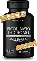 Picolinato De Cromo 250mcg Puro 60 Cápsulas Ellym Nutrition Alta Concentração 2 Meses Auxilia No Metabolismo De Proteínas, Carboidratos E Gorduras