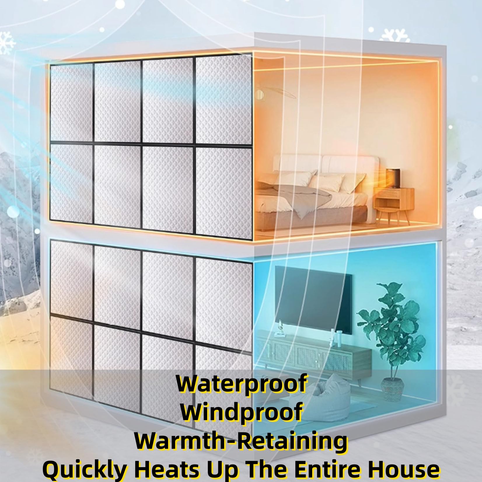 Aislante Termico Ventanas 115 x 170 cm Mantener El Aire Frío Fuera de La Ventana Película de Protección contra El Frío Incluye Cinta Adhesiva Doble Cara Personalizable, Gris