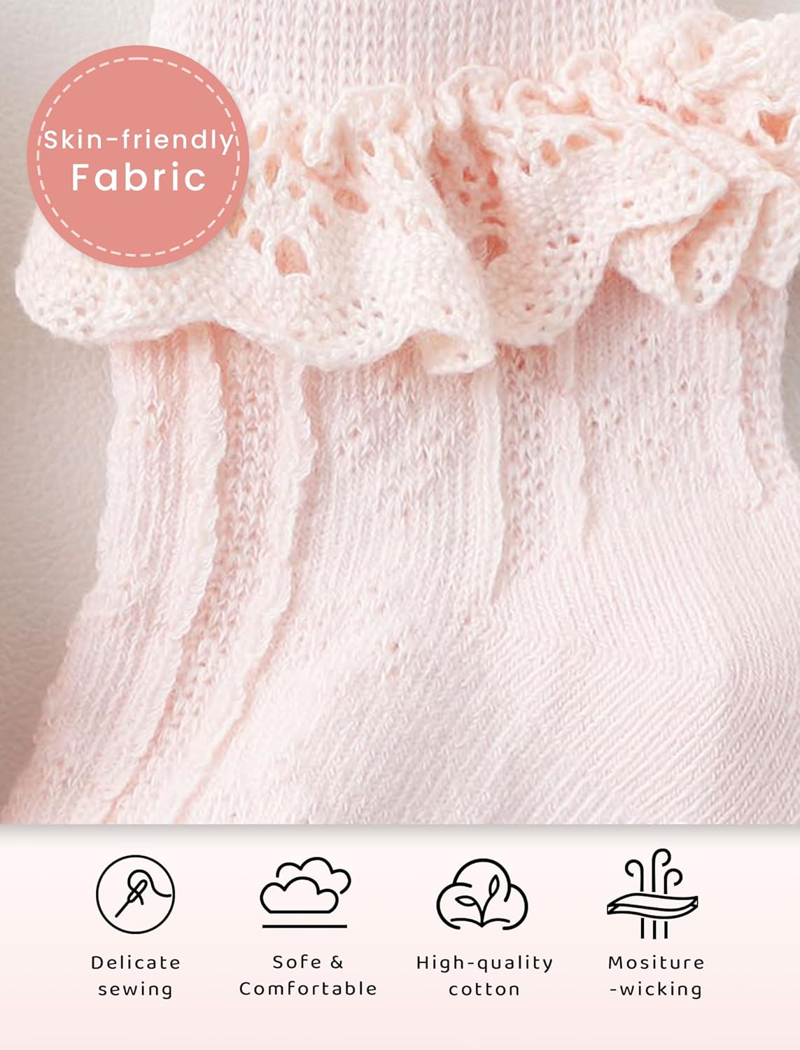 CHUNG Baby Toddler Girls Princess Cotton Frilly Socks Lace Ruffle Pack of 4/5/6 Thin Mesh Summer for Dress - Image 5