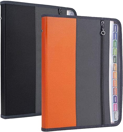 Nafy - Paquete de 2 carpetas de archivos expandibles de 13 bolsillos, organizador de documentos Nafy con cremallera, tamaño carta A4, carpetas de