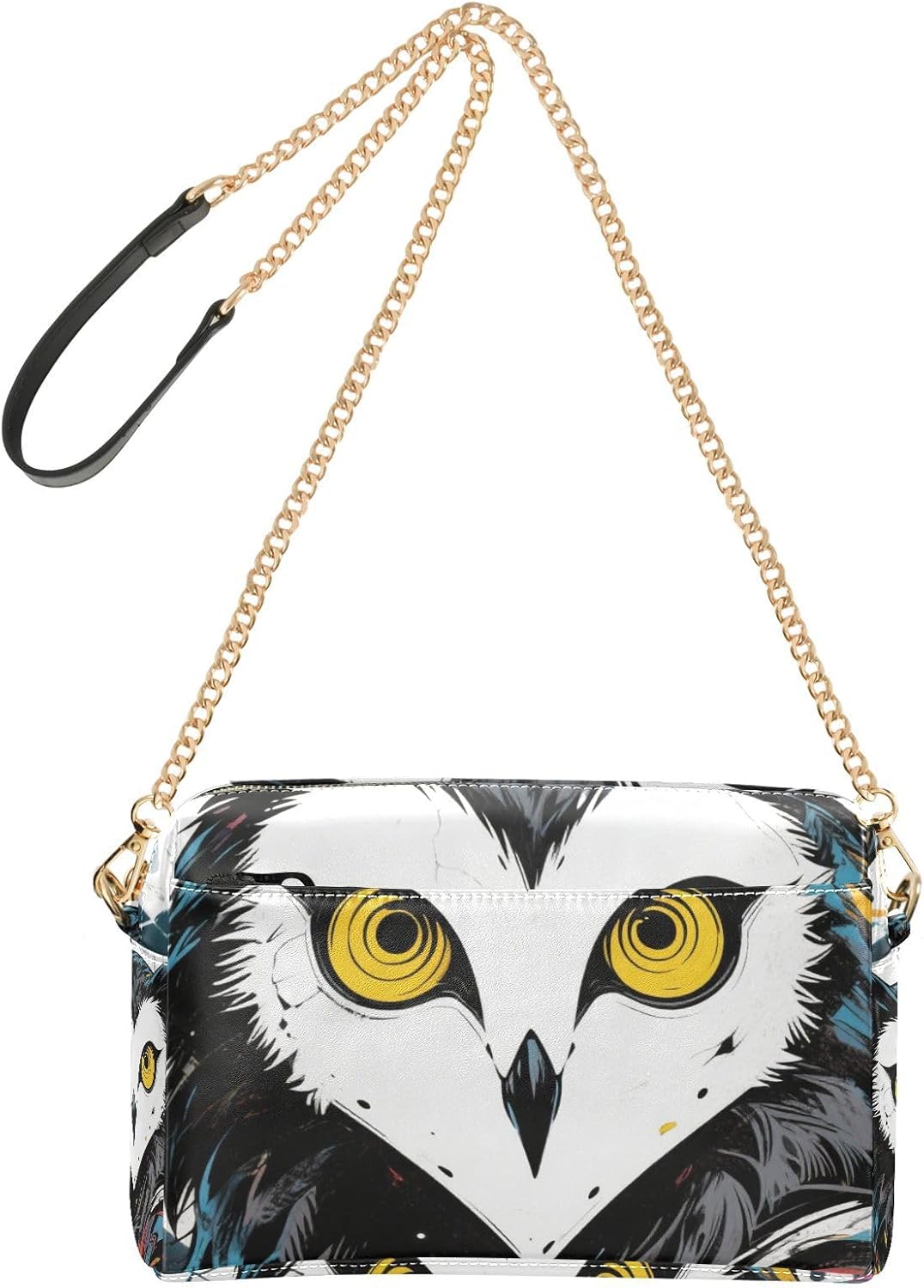Anime Animal Owl Crossbody Bags For Women Vegan Leather Everyday Purses Zip Shoulder Handbags