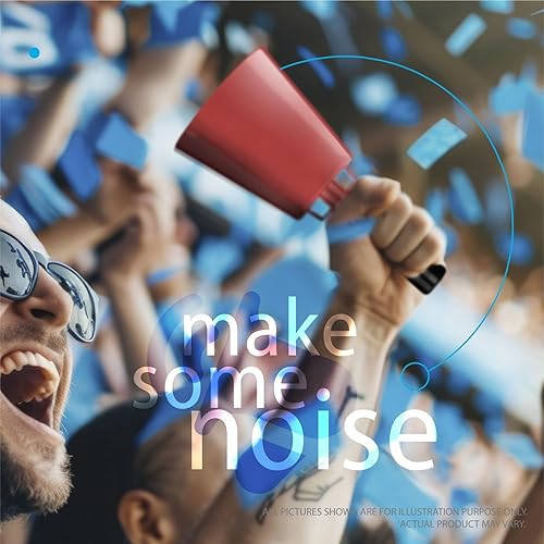 Miniatura 4 de Deke Home - Paquete de 2 cencerros de acero de 10 pulgadas con asa, fabricantes de ruido fuerte para fútbol, deportes, eventos, fiestas y seguridad,