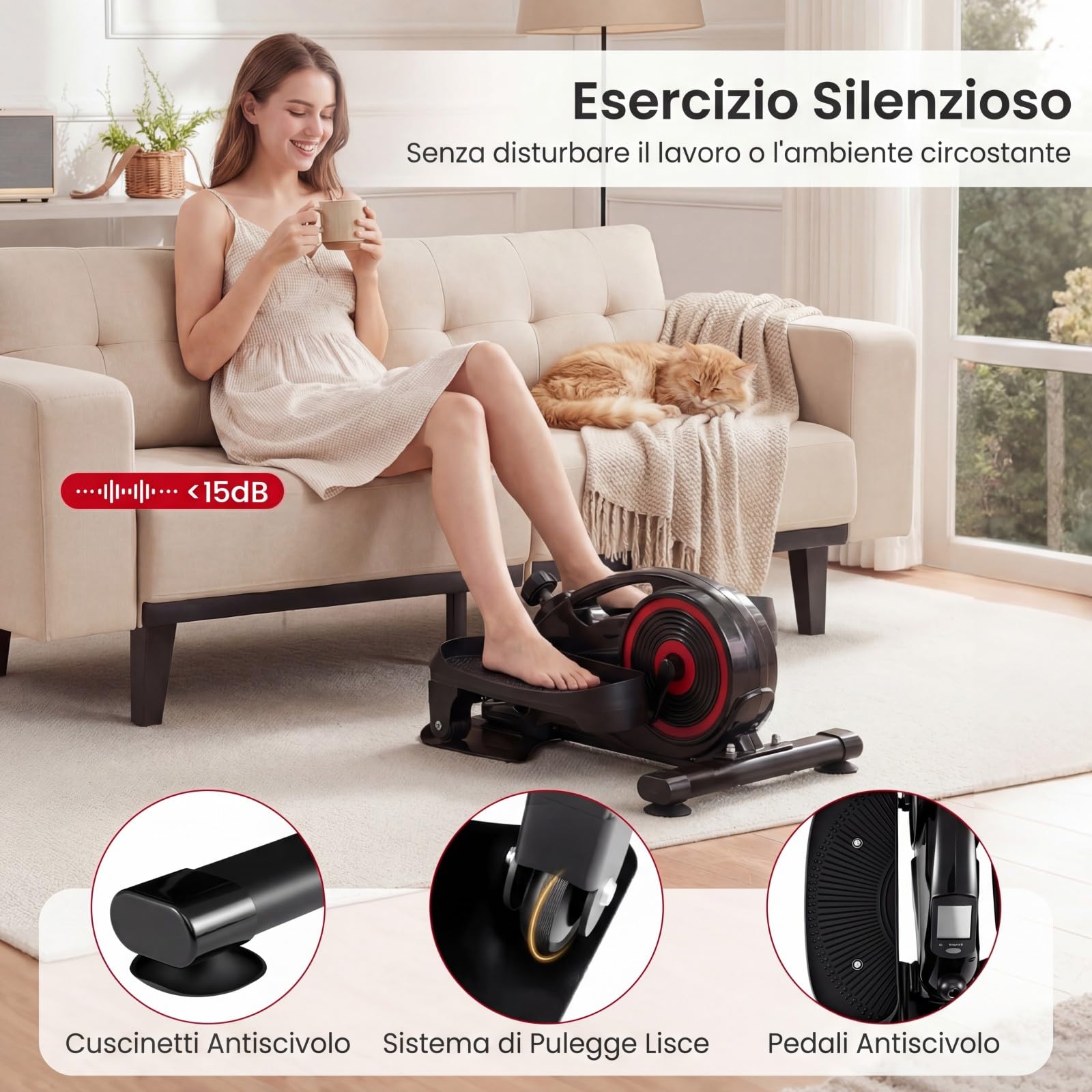 COSTWAY Ellittica sotto Scrivania Salvaspazio | con Display e Resistenza Magnetica Regolabile, Pedaliera Riabilitazione Silenziosa per Gambe e Cardio a Basso Impatto