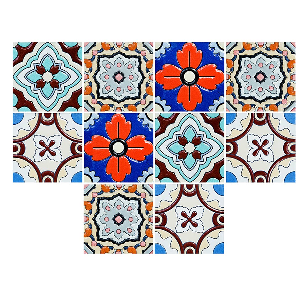Alwayspon 30Pcs Peel&Stick Wall Tile Transfers Sticker, 15x15cm Self-Adhesive PVC Splashback Tile Decals for Kitchen Bathroom Home Decor, Turkish