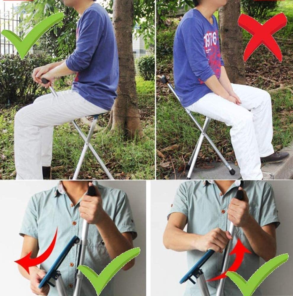 Asiento de bastón para trabajo pesado, asiento de bastón plegable, taburete de bastón de aleación de aluminio, asiento de silla con muleta, bastón altamente ajustable