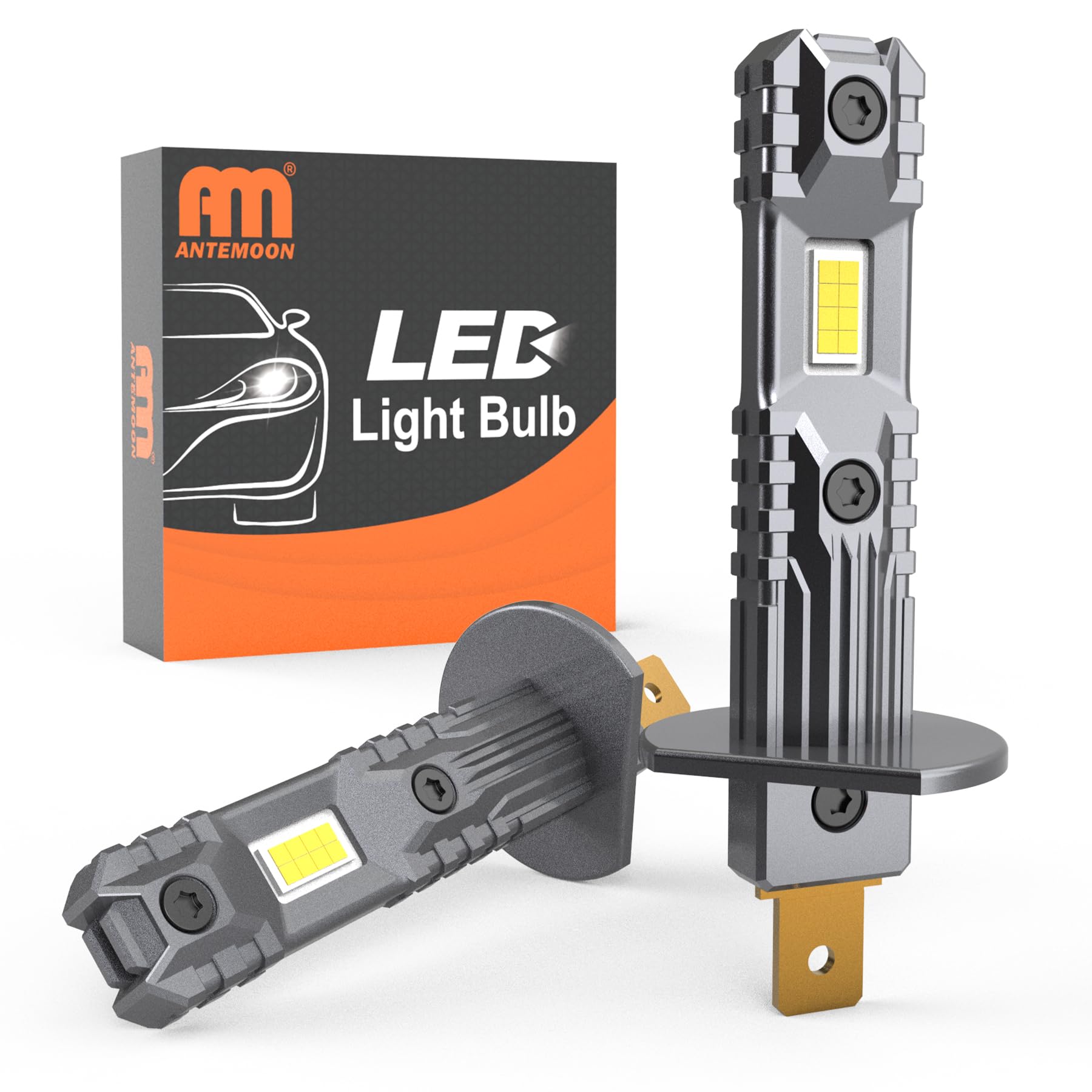 AnroutingMoon 100W 20000LM 600% Brighter 6500K Cool White 12V LED High Beam Bulb, Non-polarity Plug and Play, Pack of 2