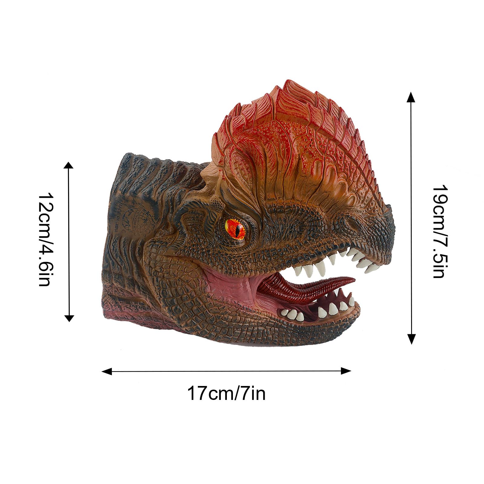 Andux Dinosaur Hand Puppet Realistic Soft Rubber Interactive Role Play Hand Puppet Toys DWST-01 (Dilophosaurus) X1032 - Image 2