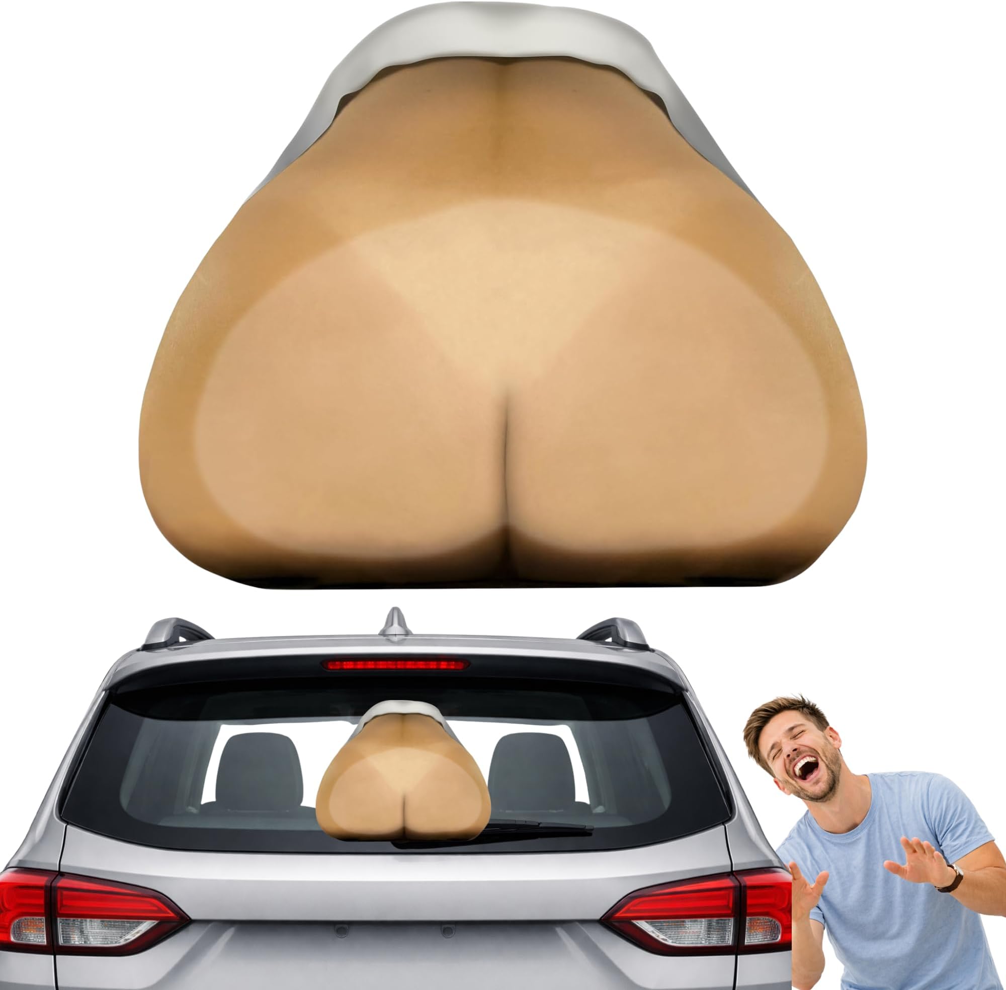 FUN Delivery Full Moon Backseat Bum Prank Decal: Lifesized 13 x 11 Inch Static Car Window Cling for Gags, Party Humor, Carpool Fun, & April Fools Pranks