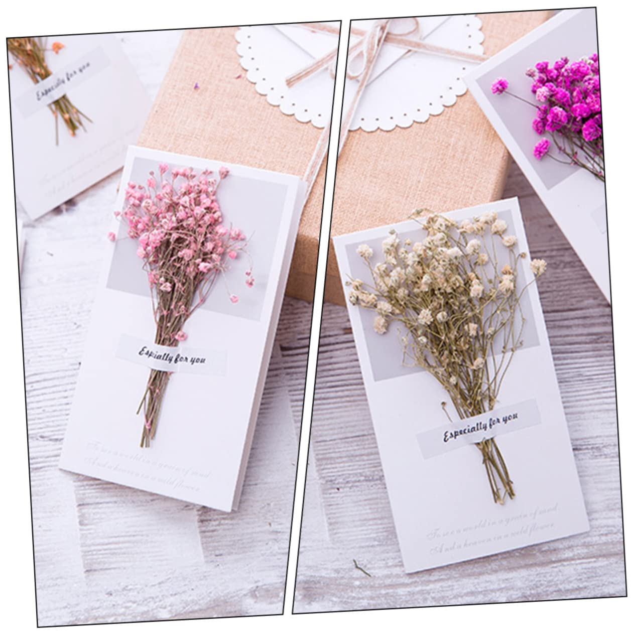 Housoutil 24pezzi Biglietti d Auguri Vuoti Fiori Secchi per Biglietti di Benedizione Inviti Regali per Compleanni e Feste