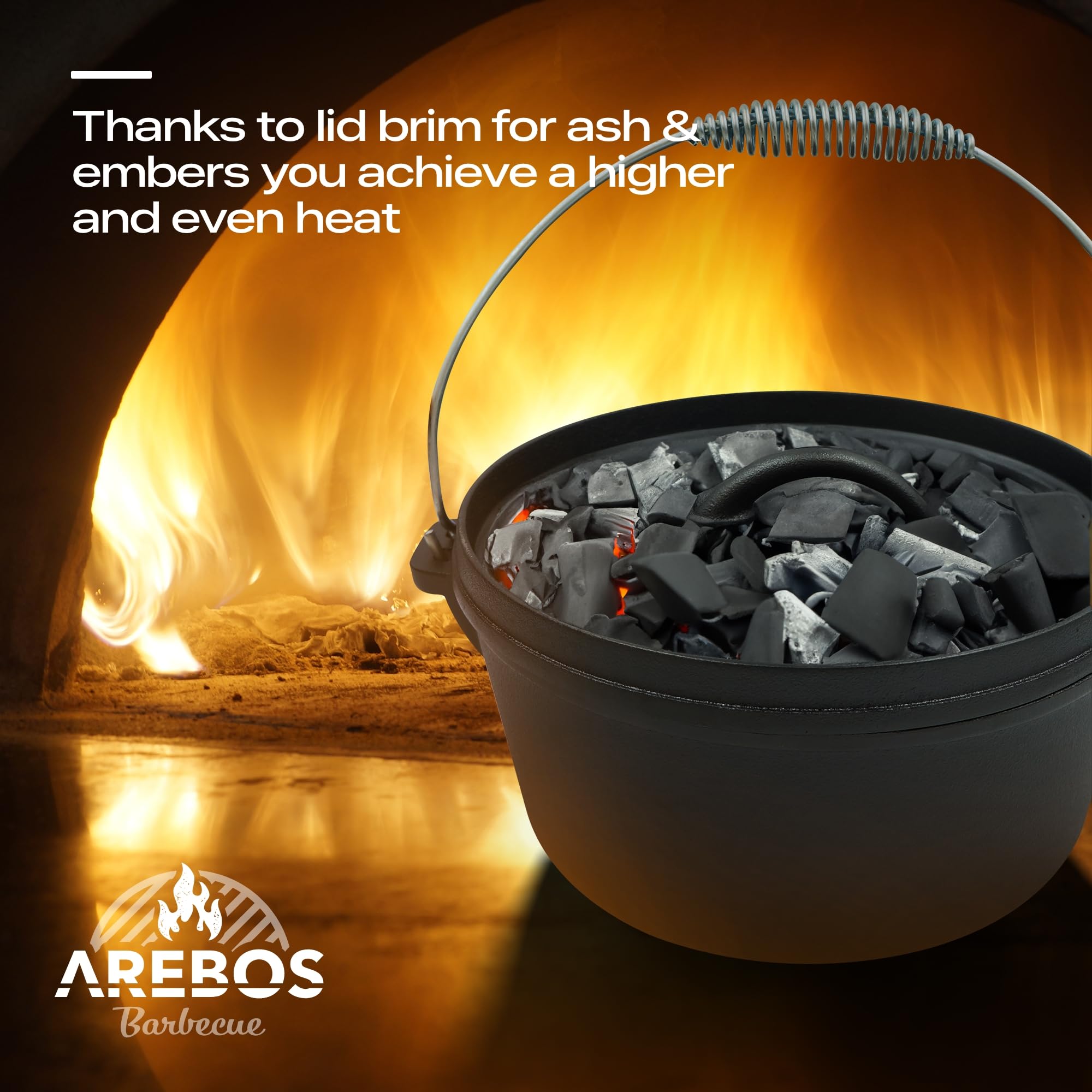 AREBOS Hierro Fundido Dutch Oven BBQ Set De Con Caja Madera Guantes Protectores 70589043