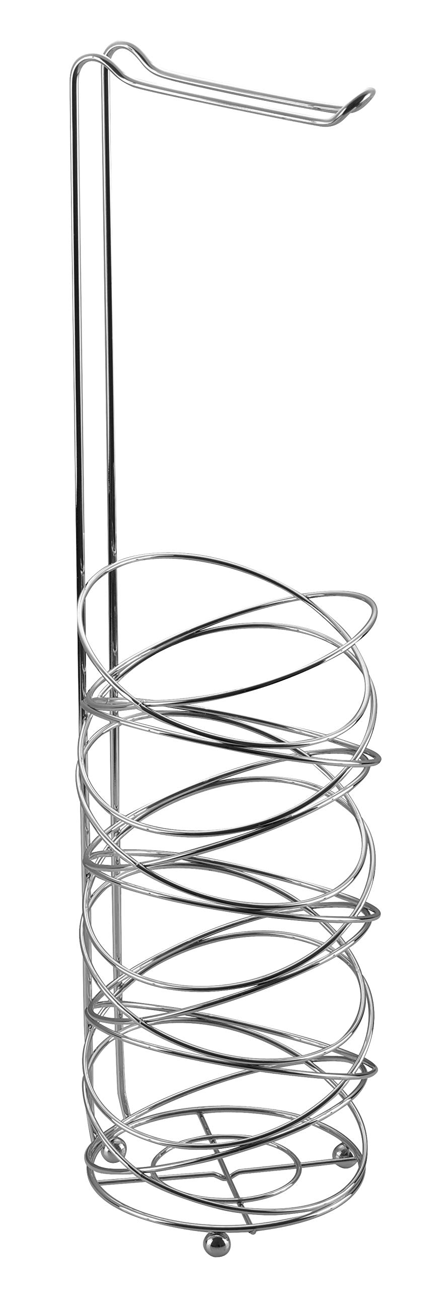 Tall Free Standing Toilet Paper Holder Stand and Dispenser with Storage for 3 Spare Rolls of Toilet Tissue While Dispensing 1 Roll (BIRDNEST Chrome)